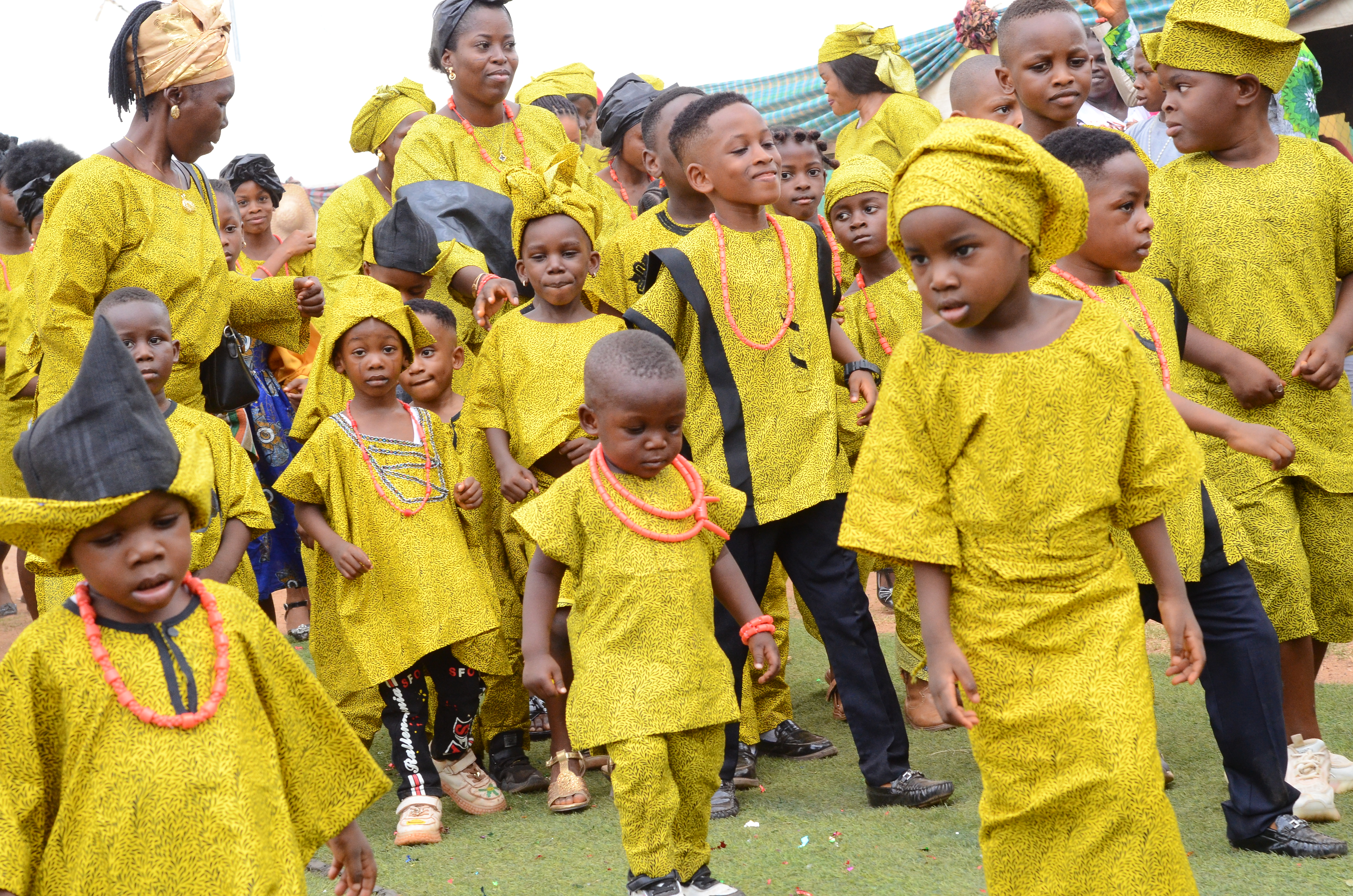 Young students in traditional attire